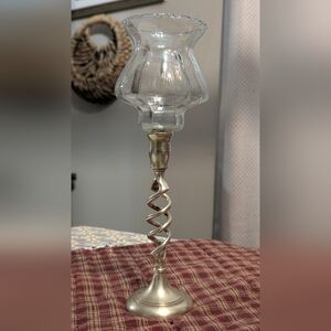 Vintage twisted Brass Candlestick With Globe Made In India